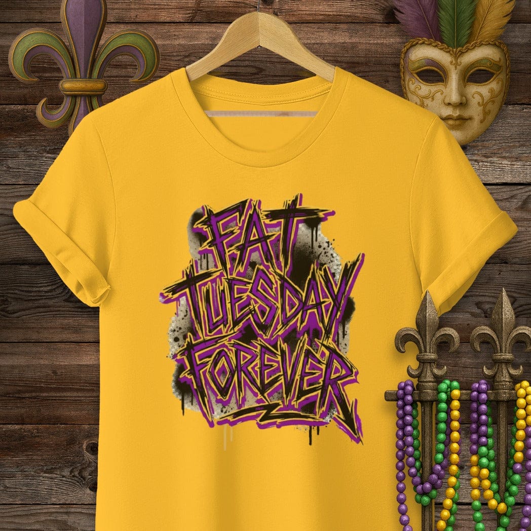 S / Gold Louisiana Fat Tuesday Forever T-Shirt by Laissez Faire Wear