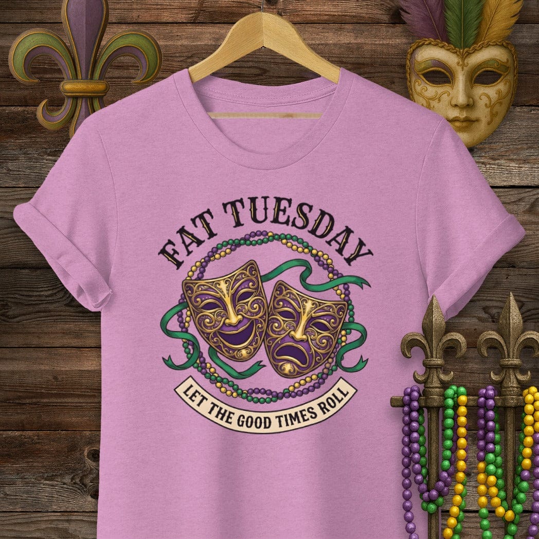 S / Heather Radiant Orchid Louisiana Fat Tuesday T-Shirt by Laissez Faire Wear