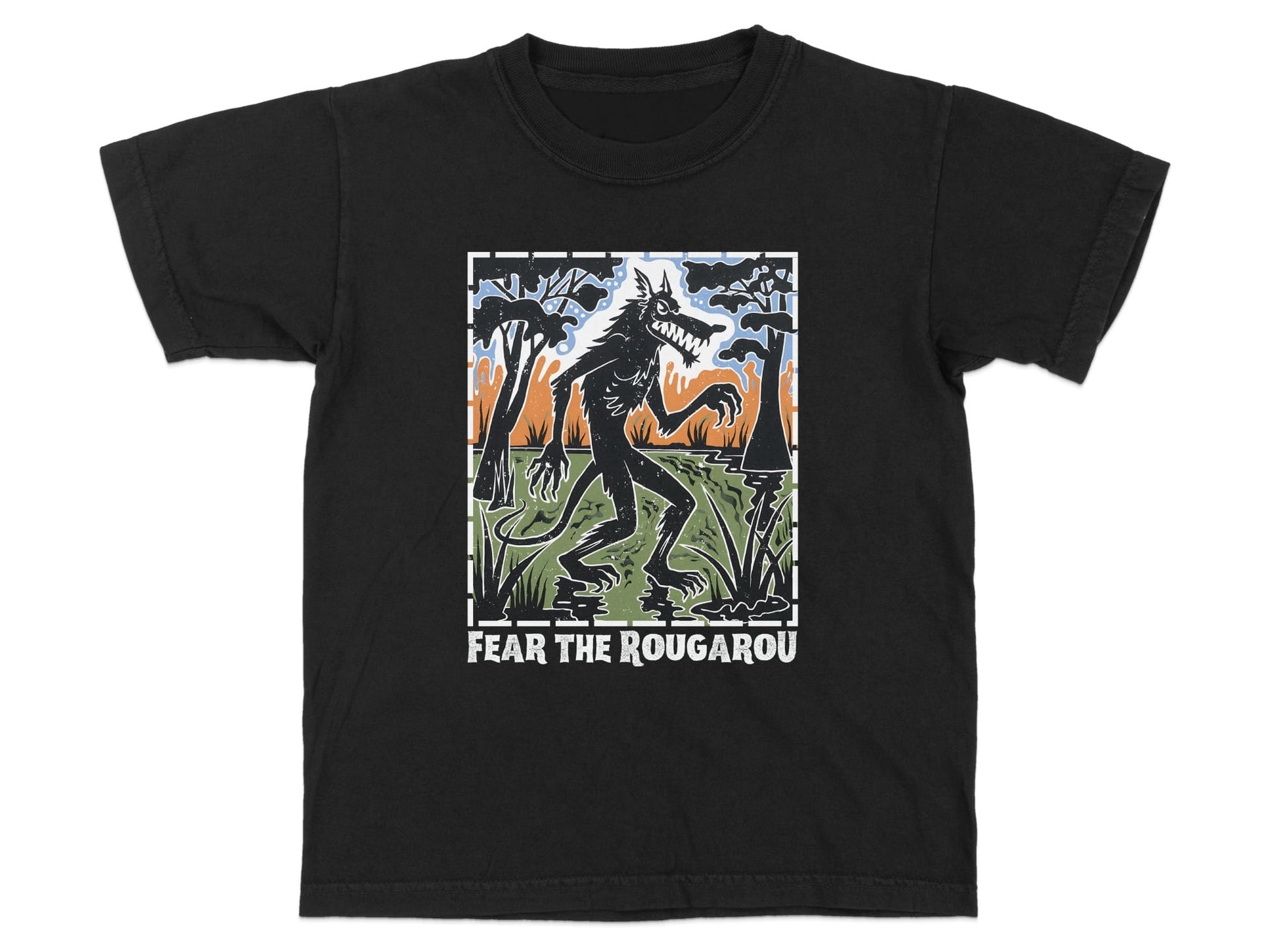 XS / Black Louisiana Fear the Rougarou Youth T-Shirt by Laissez Faire Wear