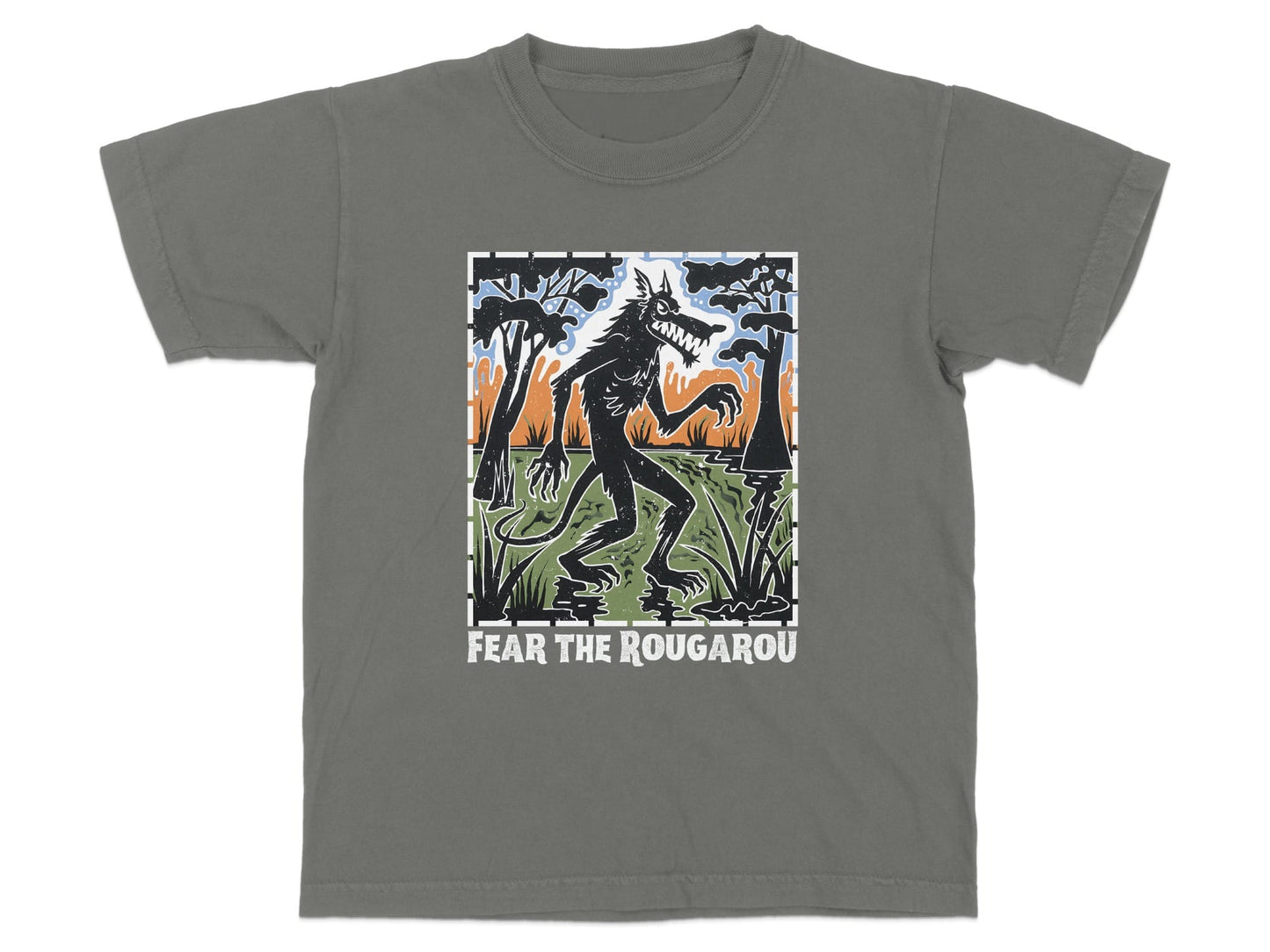 XS / Pepper Louisiana Fear the Rougarou Youth T-Shirt by Laissez Faire Wear