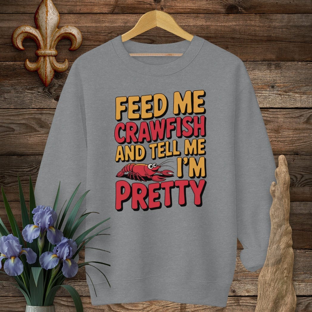 S / Graphite Heather Louisiana Feed Me Crawfish Sweatshirt by Laissez Faire Wear