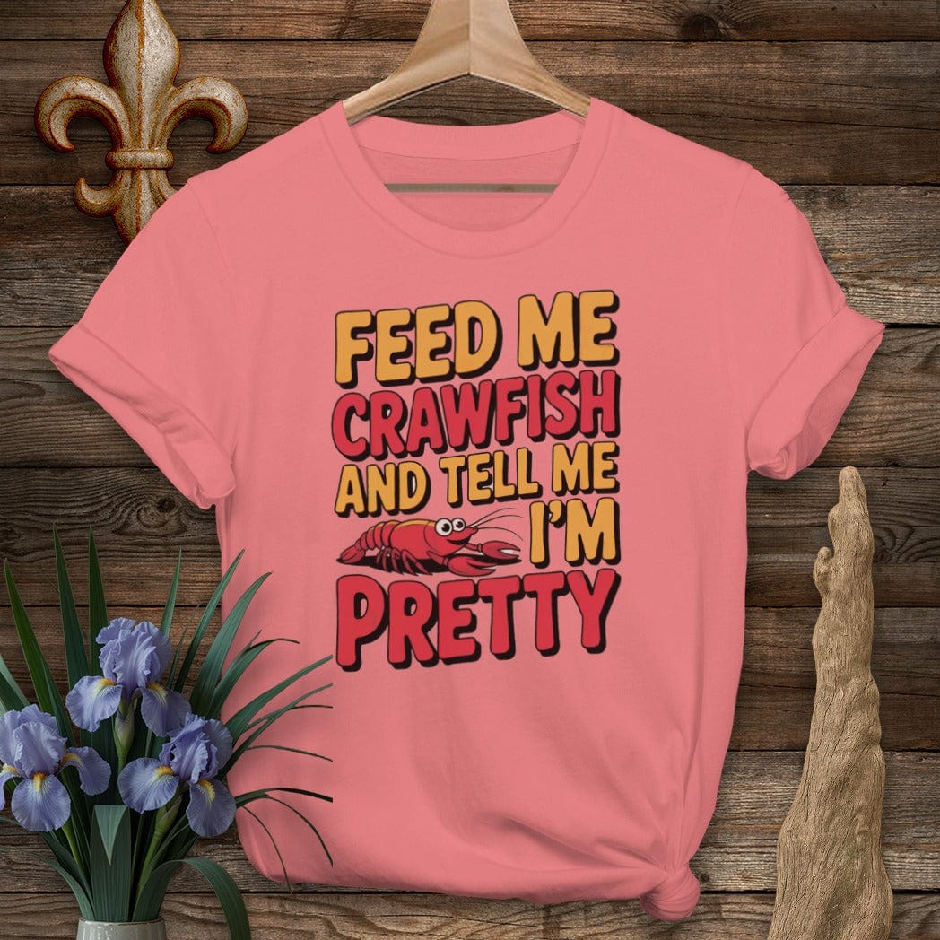 S / Coral Silk Louisiana Feed Me Crawfish T-Shirt by Laissez Faire Wear