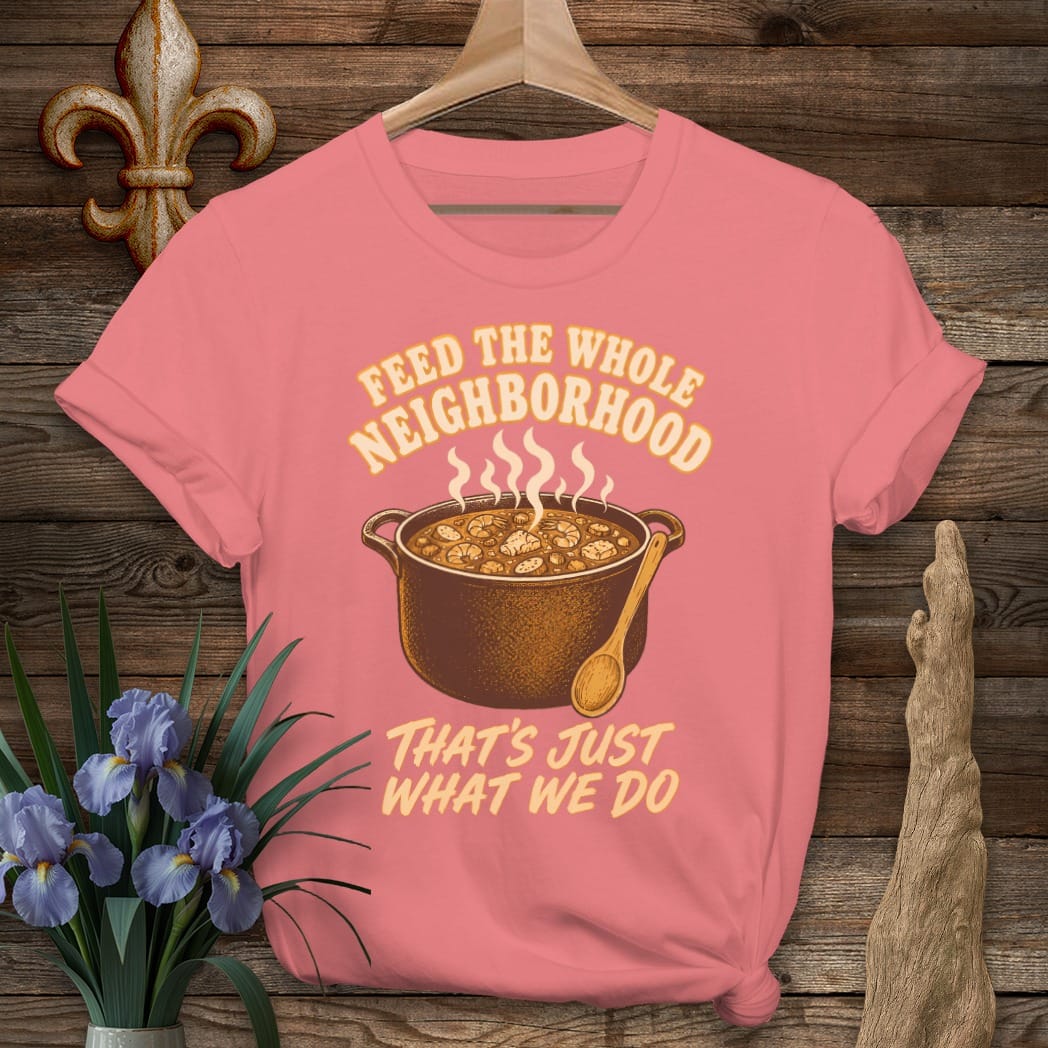 S / Coral Silk Louisiana Feed the Neighborhood T-Shirt by Laissez Faire Wear