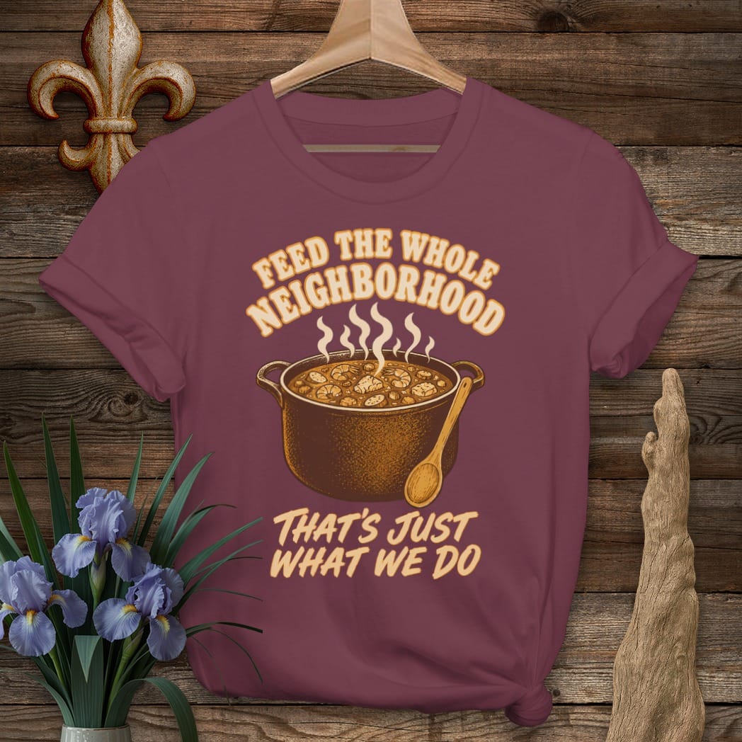 S / Maroon Louisiana Feed the Neighborhood T-Shirt by Laissez Faire Wear