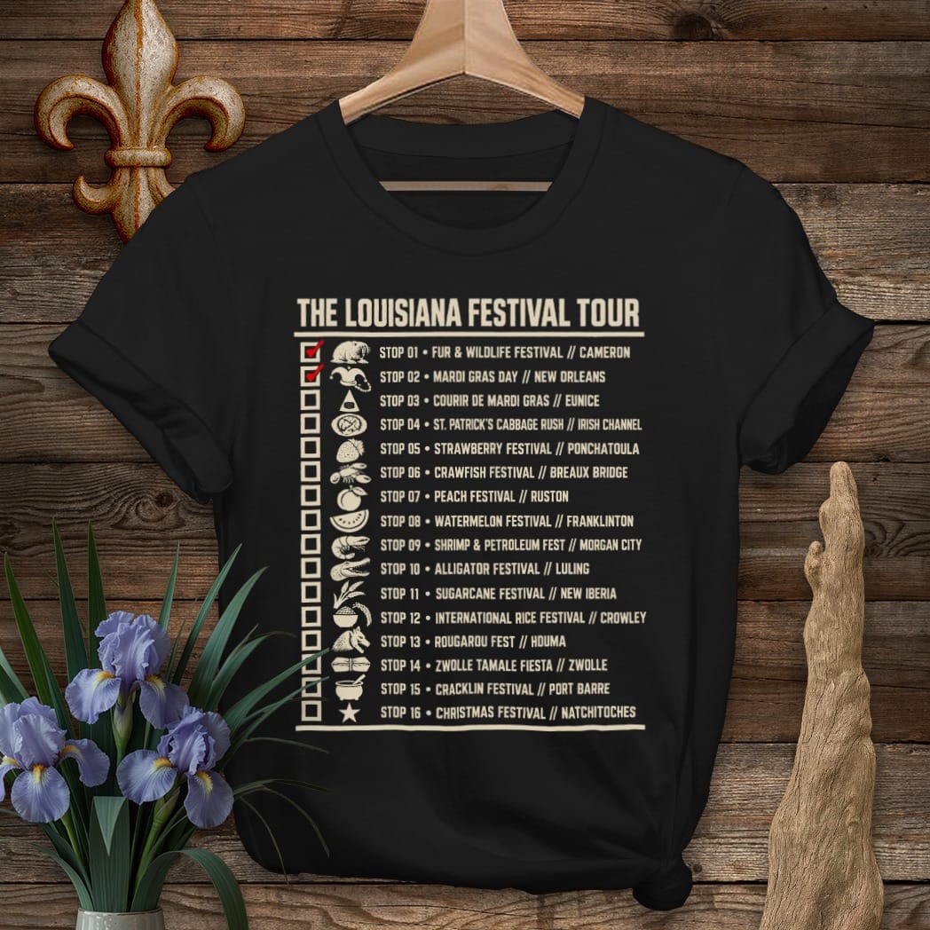 S / Black Louisiana Festival Tour T-Shirt by Laissez Faire Wear