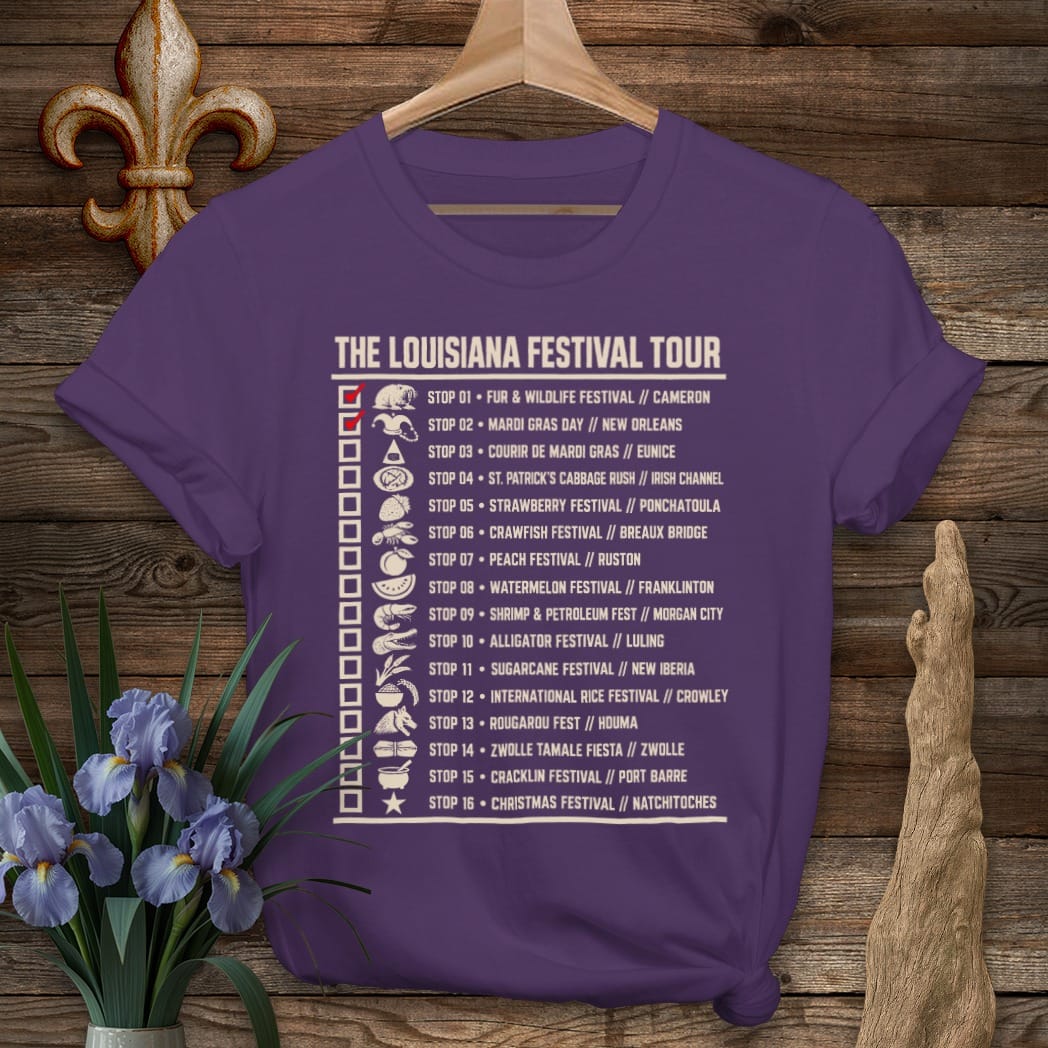 S / Purple Louisiana Festival Tour T-Shirt by Laissez Faire Wear