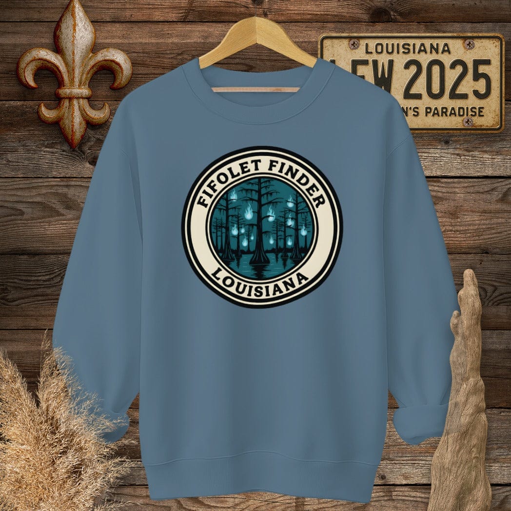 S / Indigo Blue Louisiana Fifolet Finder Sweatshirt by Laissez Faire Wear