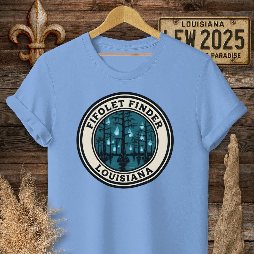 S / Carolina Blue Louisiana Fifolet Finder T-Shirt by Laissez Faire Wear