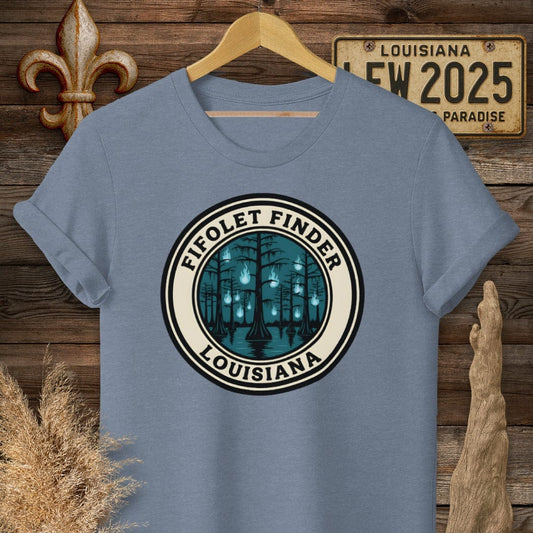 S / Heather Indigo Louisiana Fifolet Finder T-Shirt by Laissez Faire Wear