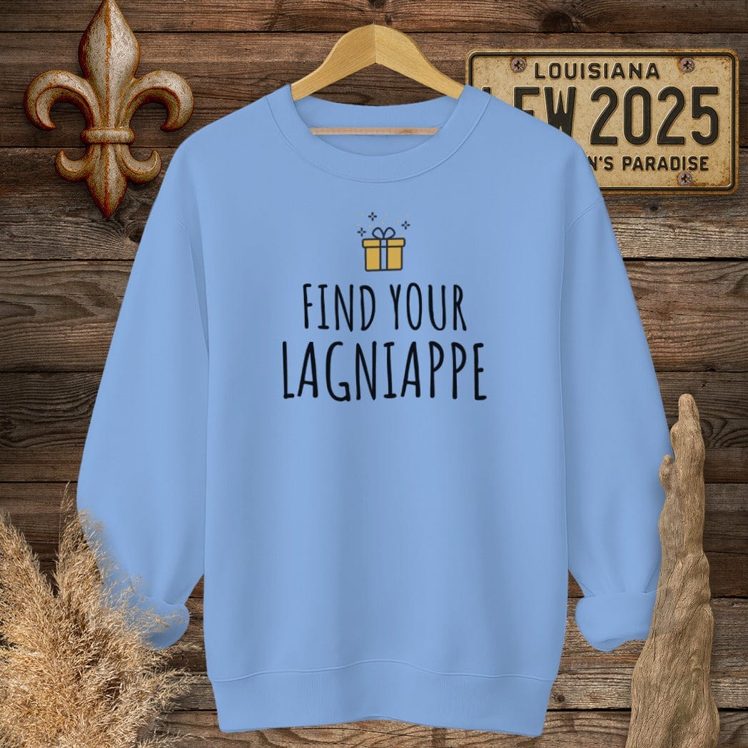 S / Carolina Blue Louisiana Find Your Lagniappe Sweatshirt by Laissez Faire Wear
