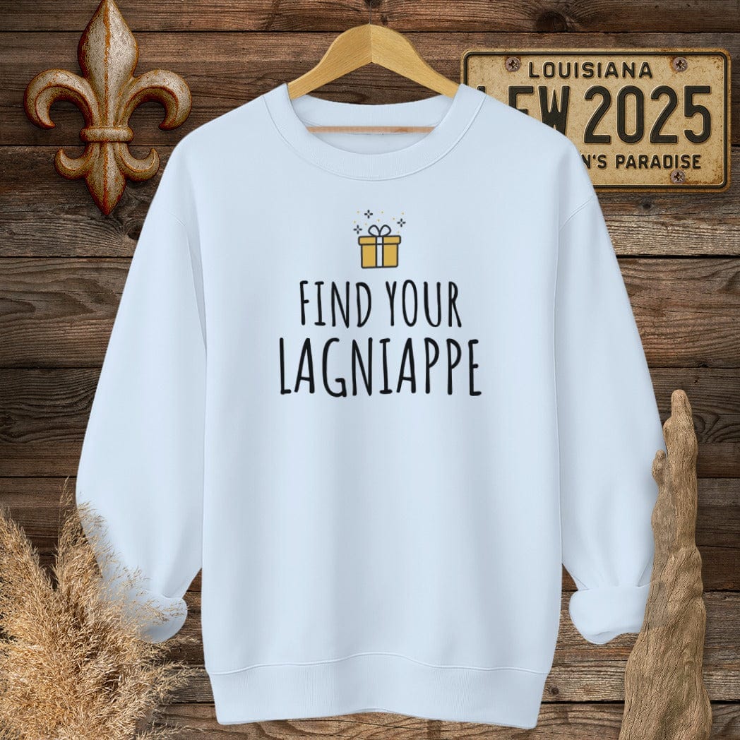S / Light Blue Louisiana Find Your Lagniappe Sweatshirt by Laissez Faire Wear