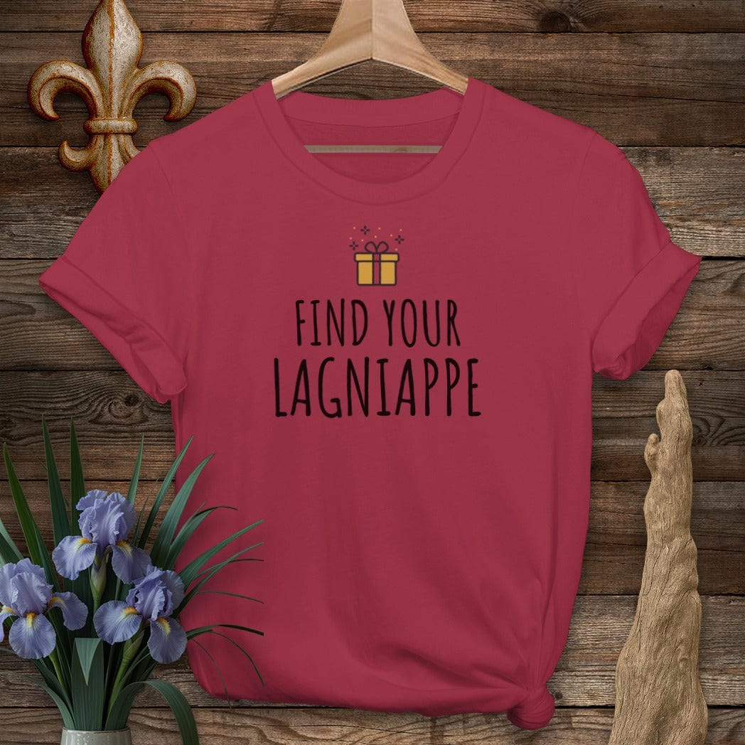 S / Cardinal Red Louisiana Find Your Lagniappe T-Shirt by Laissez Faire Wear