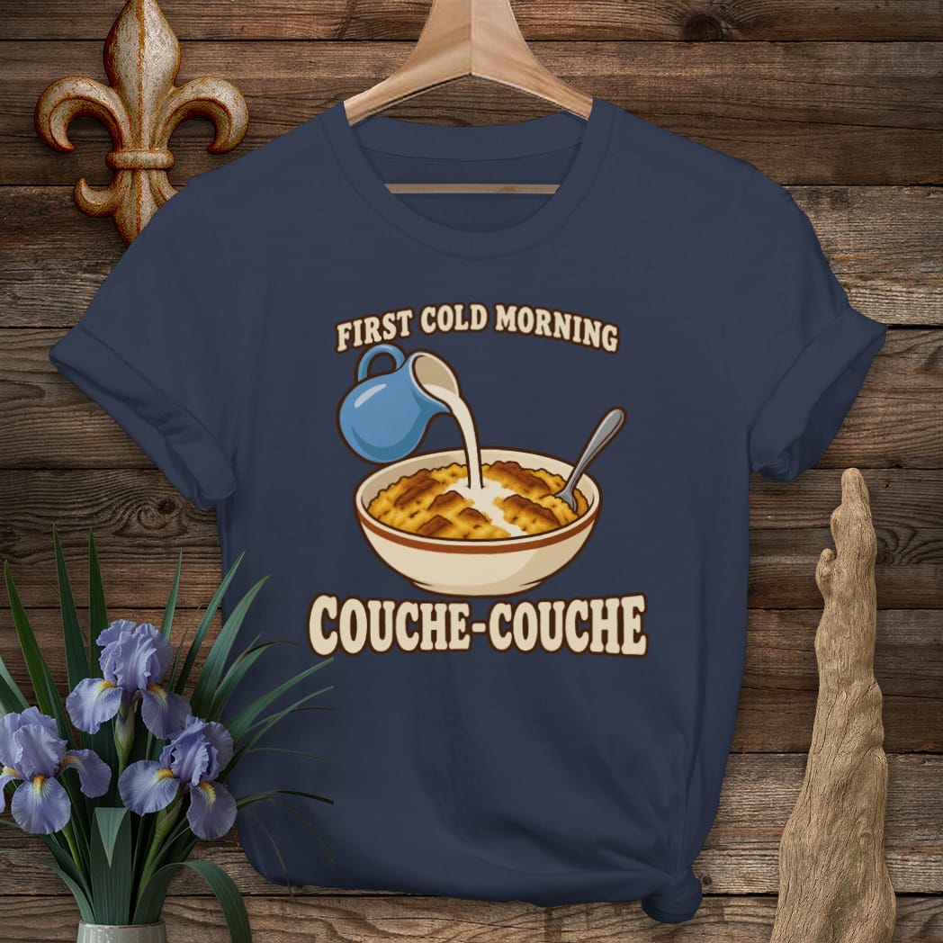S / Navy Louisiana First Cold Morning T-Shirt by Laissez Faire Wear