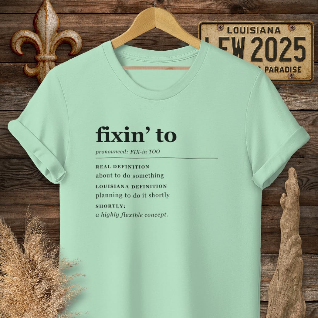 S / Mint Green Louisiana Fixin To Definition T-Shirt by Laissez Faire Wear