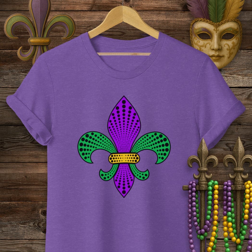 S / Heather Purple Louisiana Fleur Burst T-Shirt by Laissez Faire Wear
