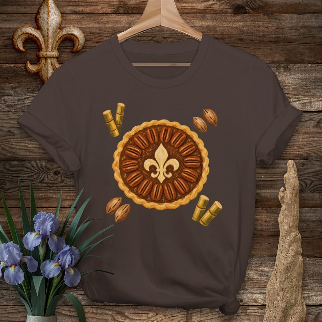 S / Dark Chocolate Louisiana Fleur de pie T-Shirt by Laissez Faire Wear