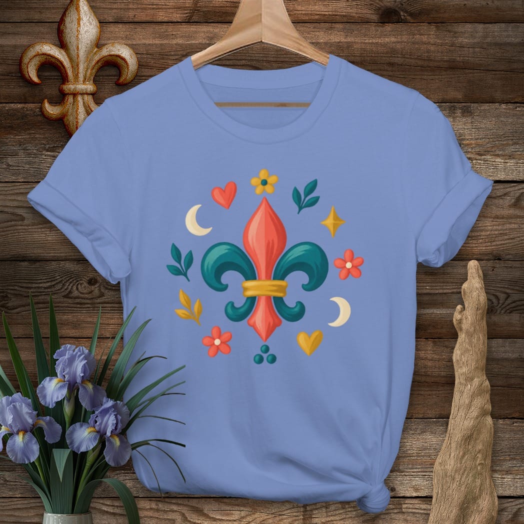 S / Iris Louisiana Fleur Folk Ring T-Shirt by Laissez Faire Wear