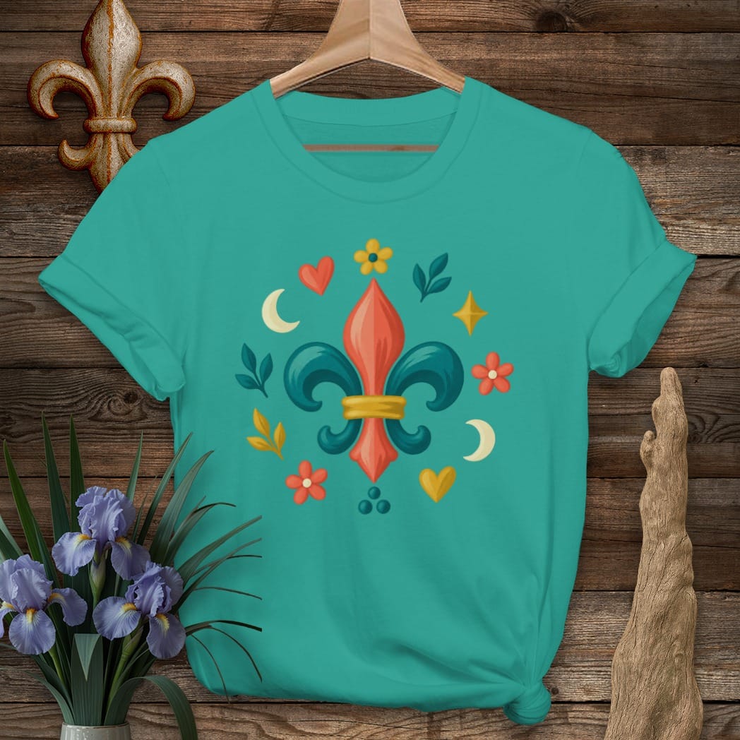 S / Jade Dome Louisiana Fleur Folk Ring T-Shirt by Laissez Faire Wear