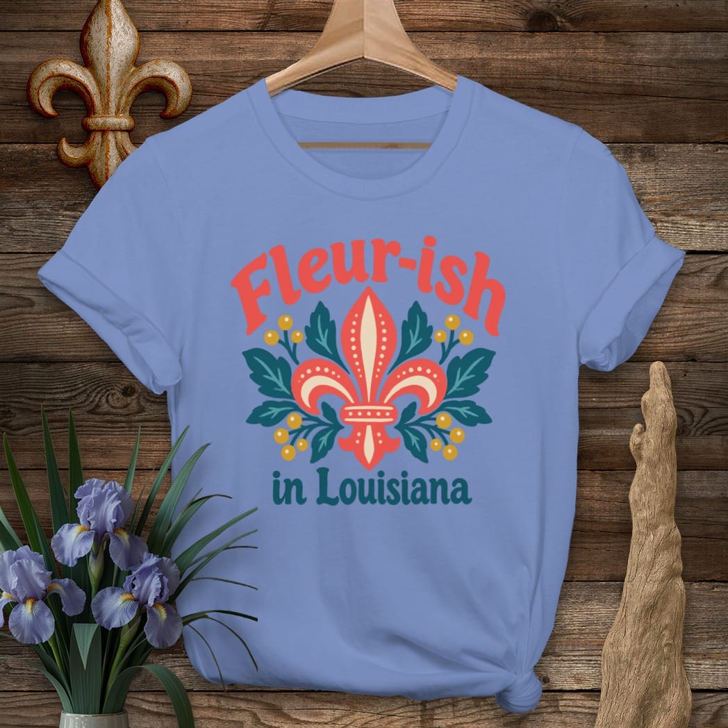 S / Iris Louisiana Fleur-ish Folk Bloom T-Shirt by Laissez Faire Wear