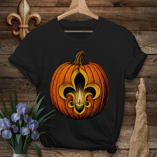 S / Black Louisiana Fleur Jack-O-Lantern T-Shirt by Laissez Faire Wear