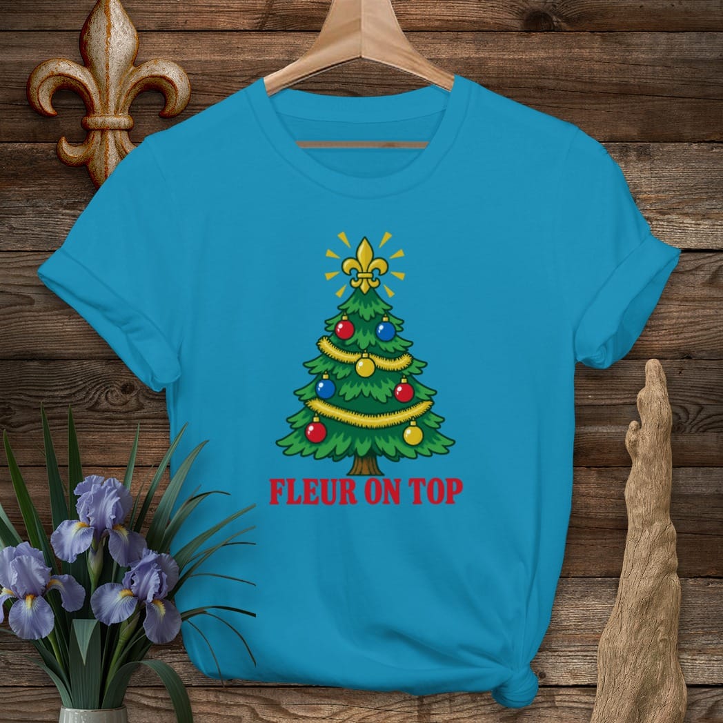 S / Antique Sapphire Louisiana Fleur on Top T-Shirt by Laissez Faire Wear