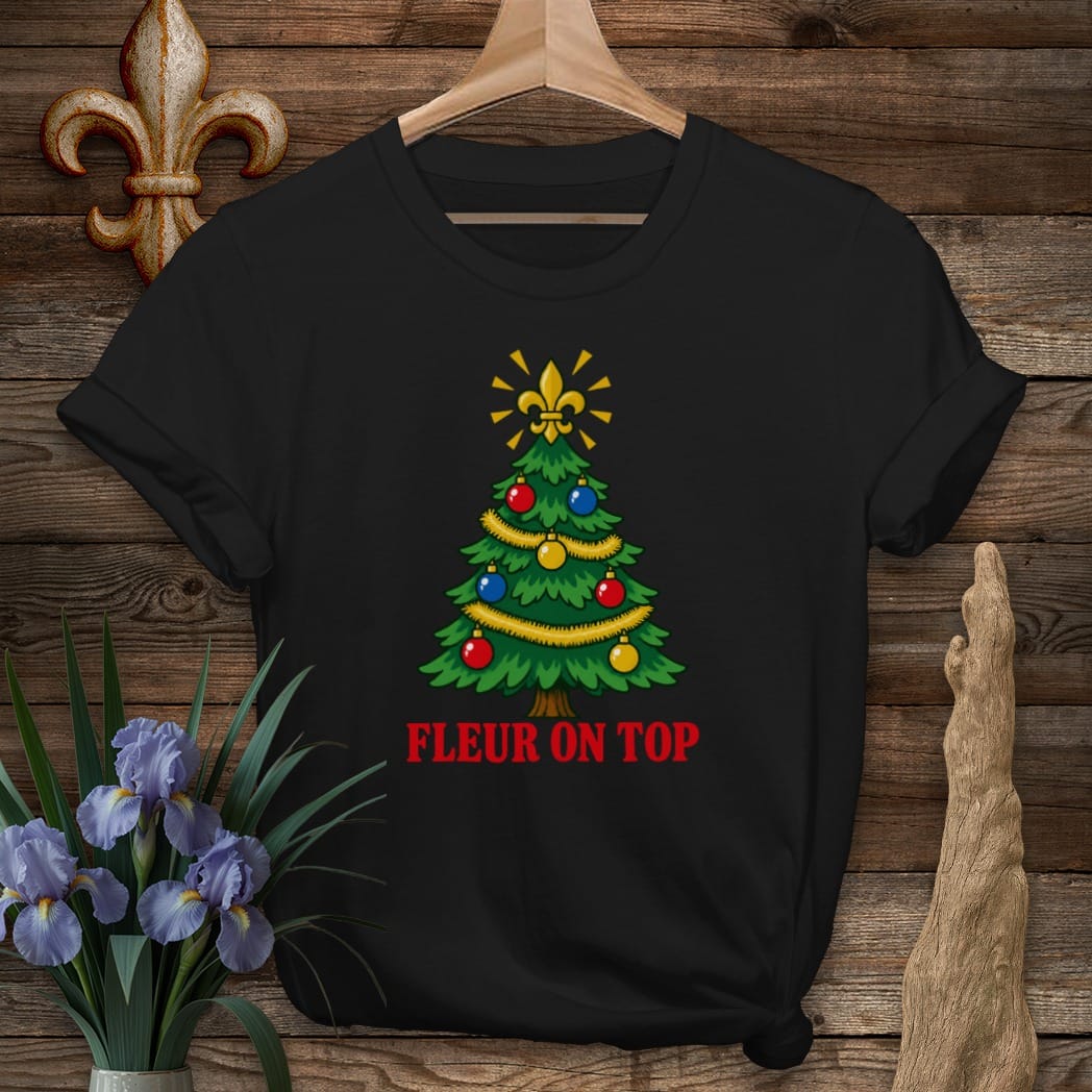 S / Black Louisiana Fleur on Top T-Shirt by Laissez Faire Wear