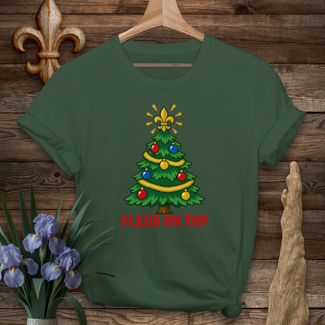 S / Forest Green Louisiana Fleur on Top T-Shirt by Laissez Faire Wear