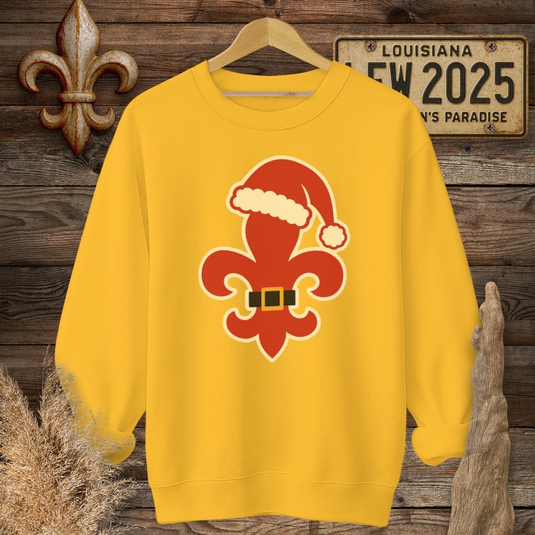 S / Gold Louisiana Fleur Santa Sweatshirt by Laissez Faire Wear