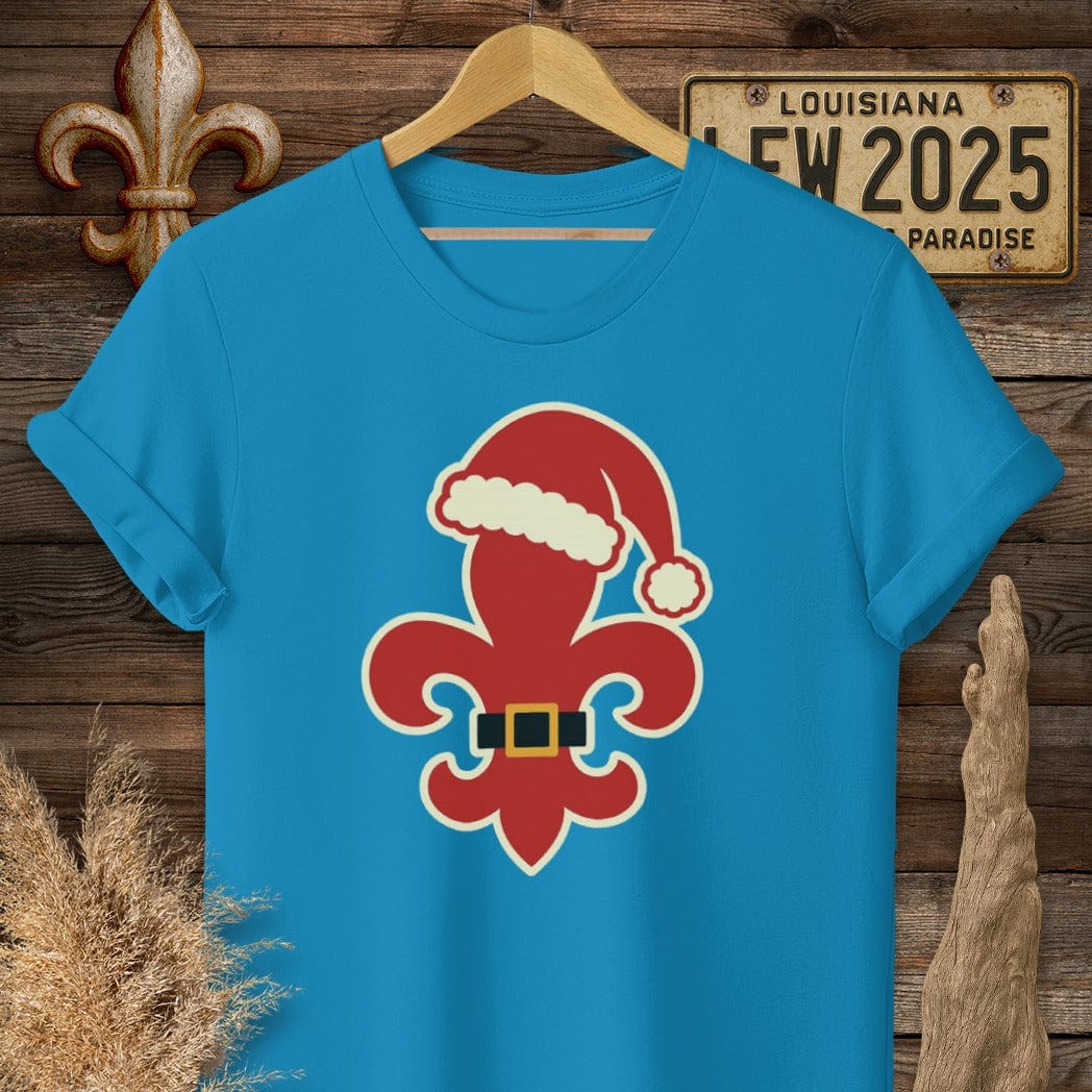 S / Sapphire Louisiana Fleur Santa T-Shirt by Laissez Faire Wear