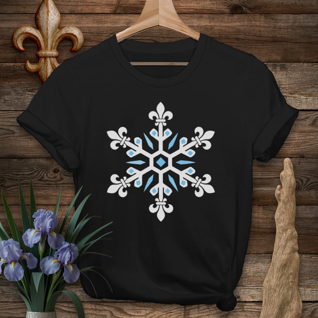 S / Black Louisiana Fleur Snowflake T-Shirt by Laissez Faire Wear