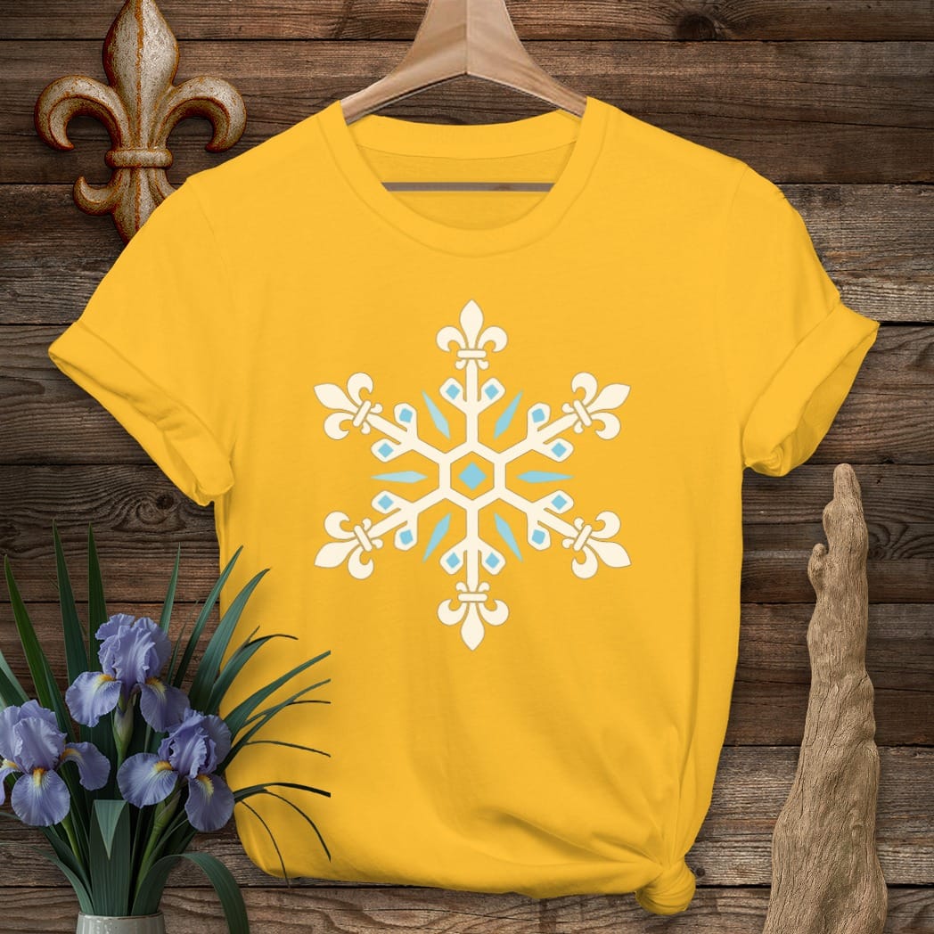 S / Gold Louisiana Fleur Snowflake T-Shirt by Laissez Faire Wear