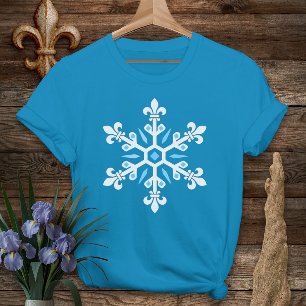 S / Sapphire Louisiana Fleur Snowflake T-Shirt by Laissez Faire Wear