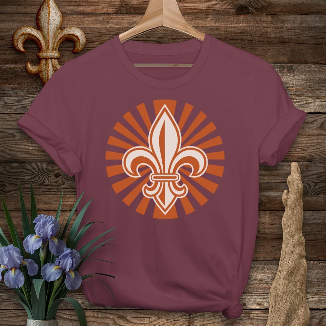 S / Maroon Louisiana Fleur Sun T-Shirt by Laissez Faire Wear