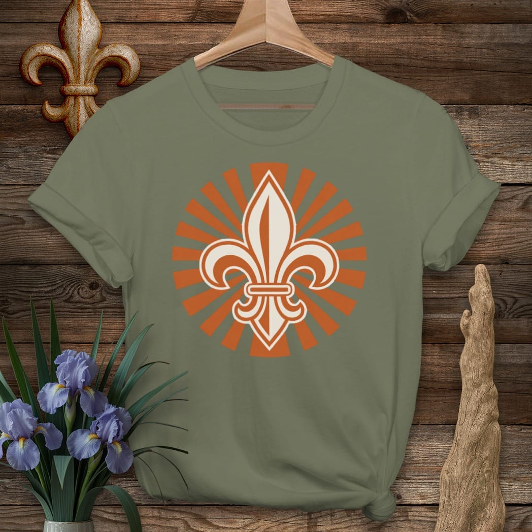 S / Military Green Louisiana Fleur Sun T-Shirt by Laissez Faire Wear