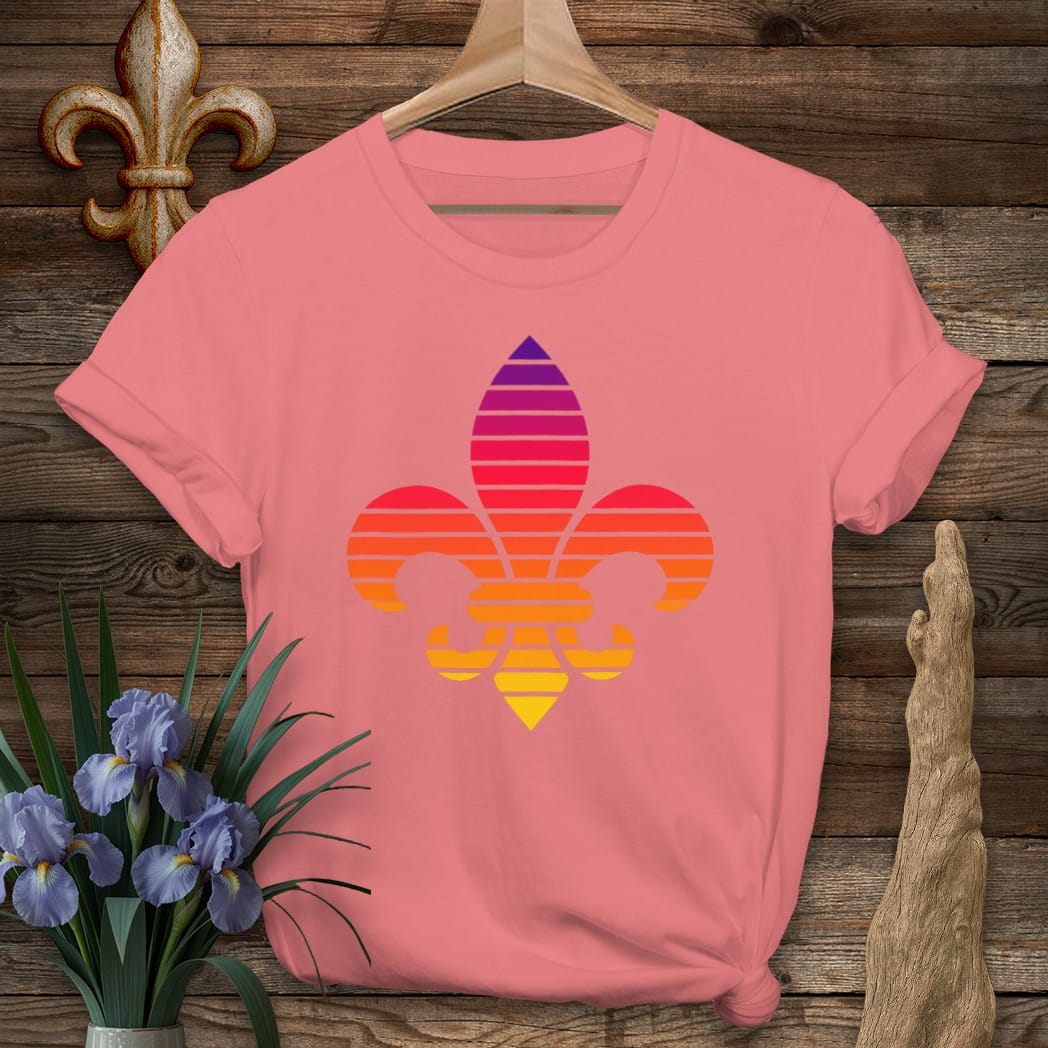 S / Coral Silk Louisiana Fleur Sunset T-Shirt by Laissez Faire Wear