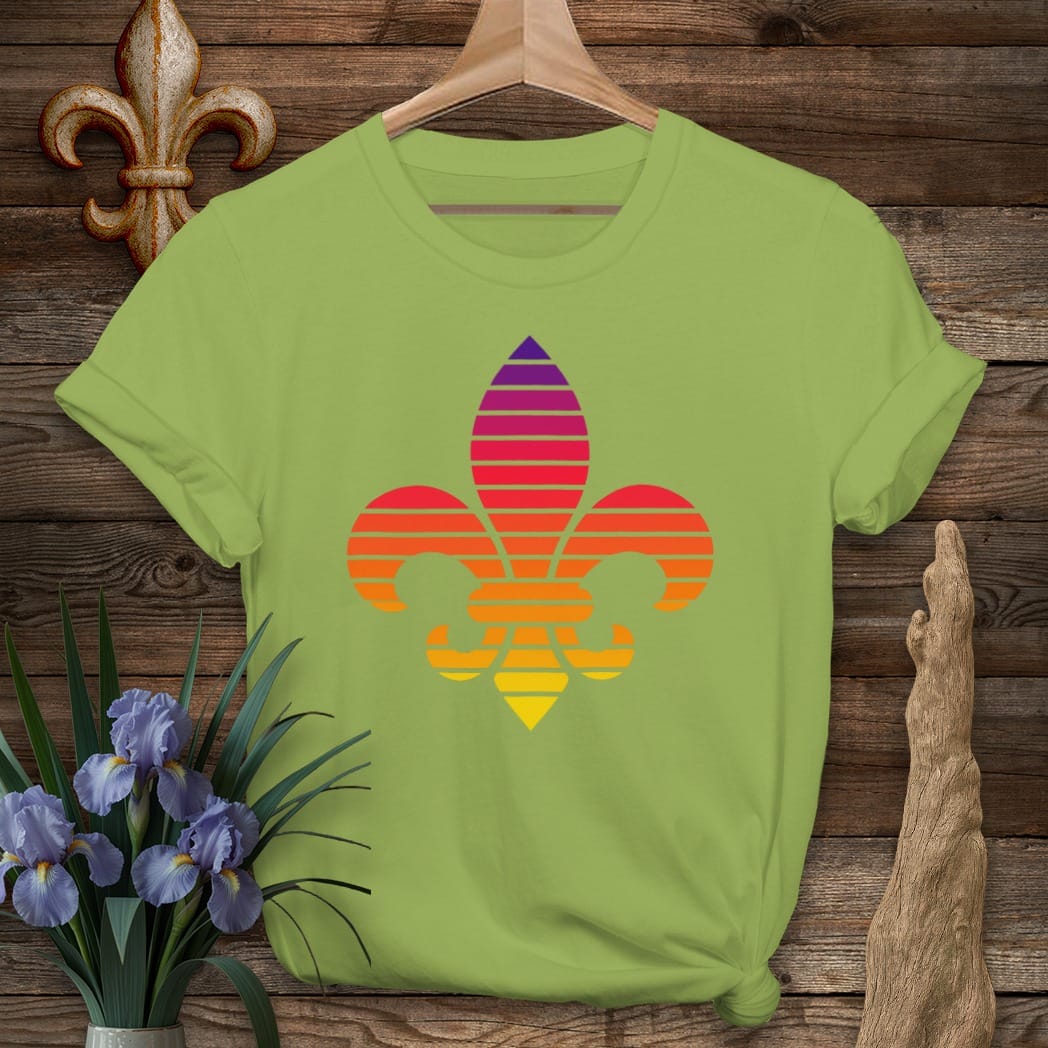 S / Kiwi Louisiana Fleur Sunset T-Shirt by Laissez Faire Wear