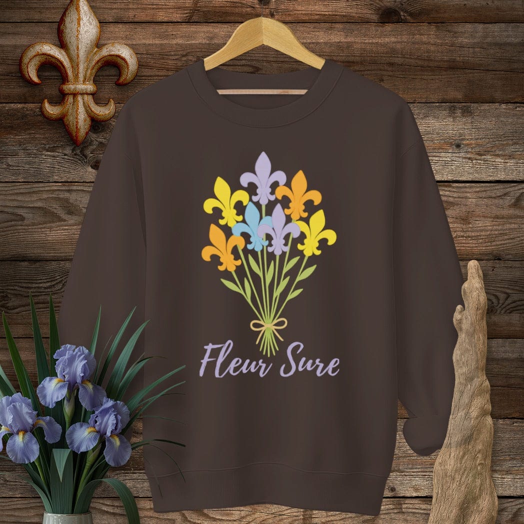 S / Dark Chocolate Louisiana Fleur Sure Sweatshirt by Laissez Faire Wear