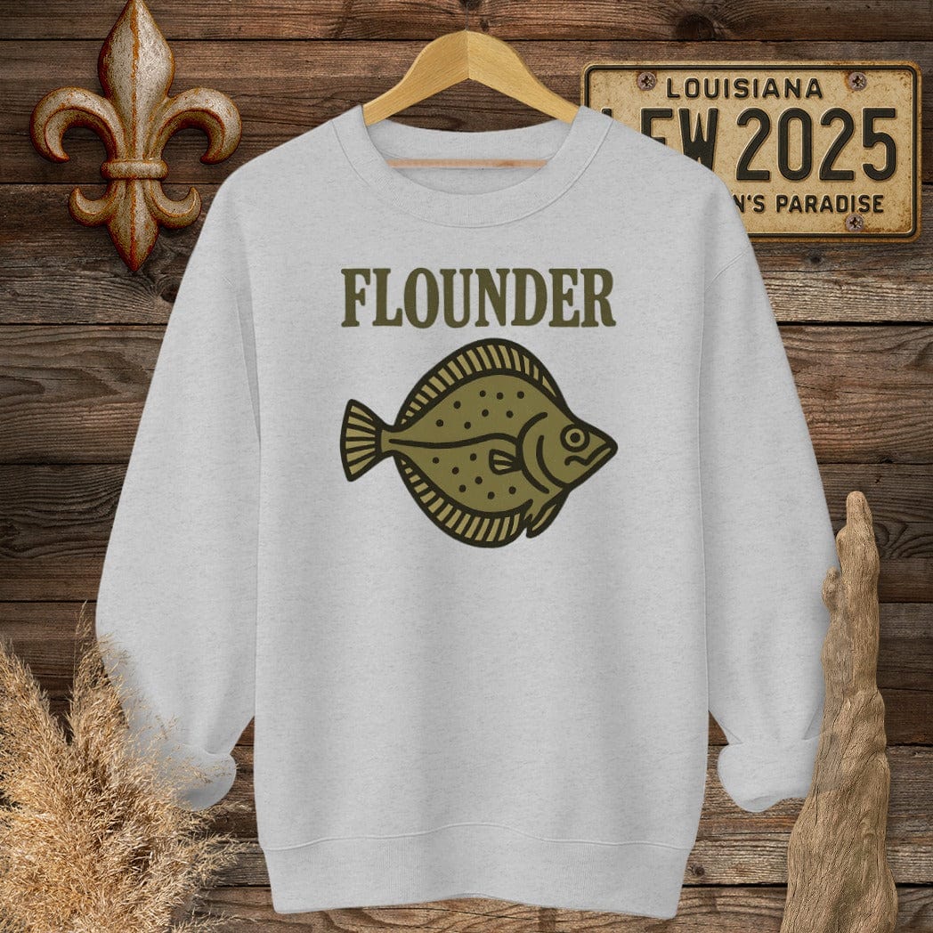 S / Sport Grey Louisiana Flounder Minimalist Sweatshirt by Laissez Faire Wear