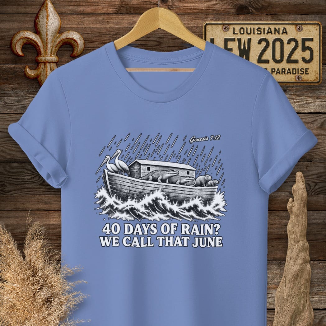 S / Iris Louisiana Forty Days of Rain T-Shirt by Laissez Faire Wear