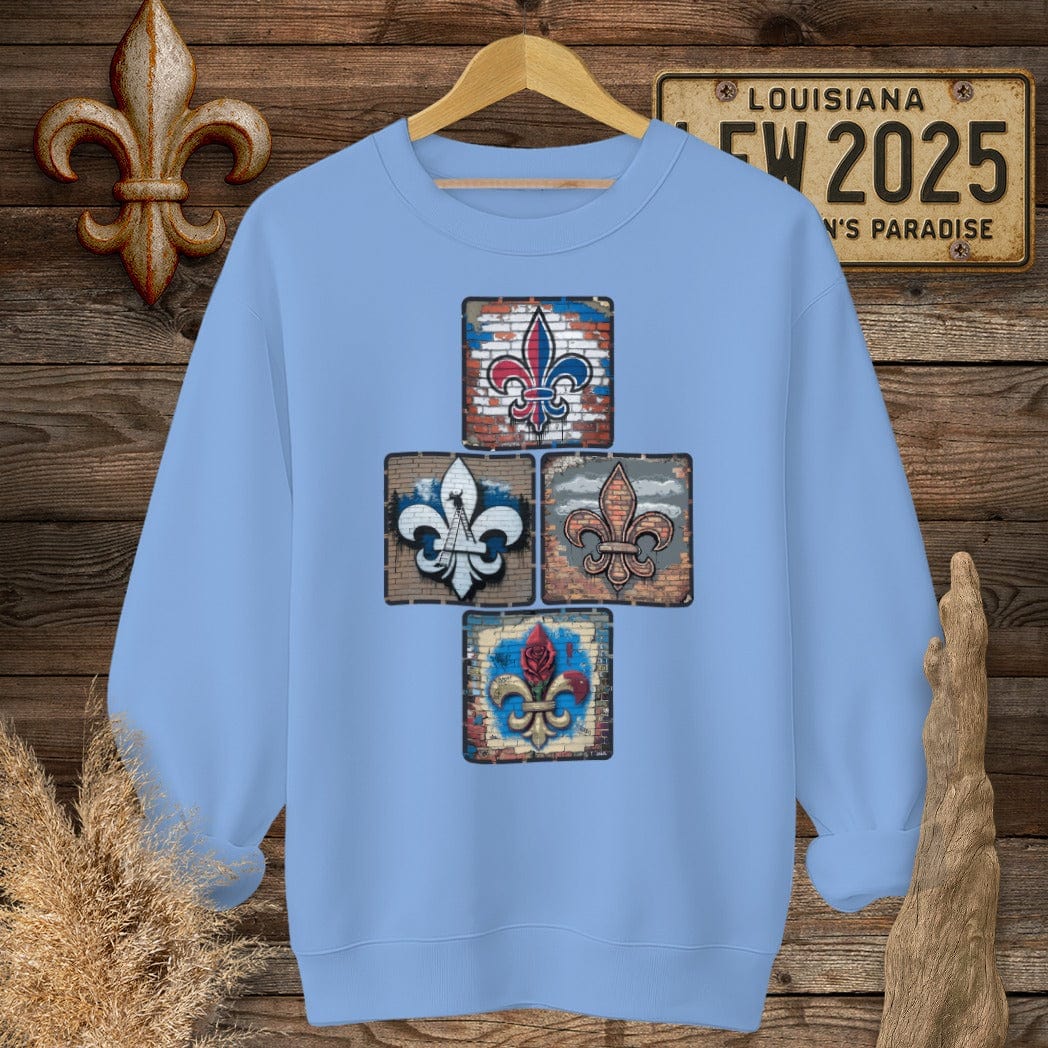 S / Carolina Blue Louisiana Four On The Fleur Sweatshirt by Laissez Faire Wear