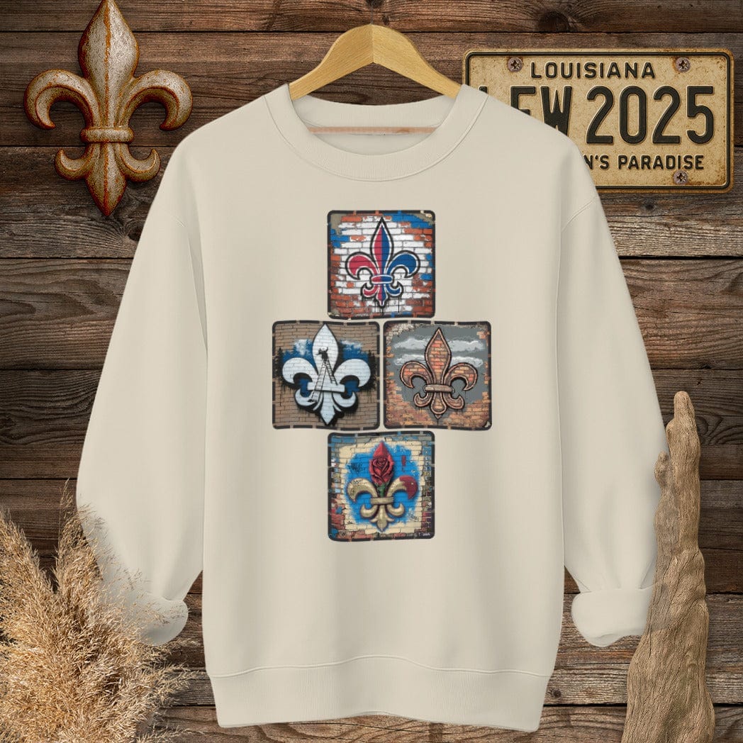 S / Sand Louisiana Four On The Fleur Sweatshirt by Laissez Faire Wear