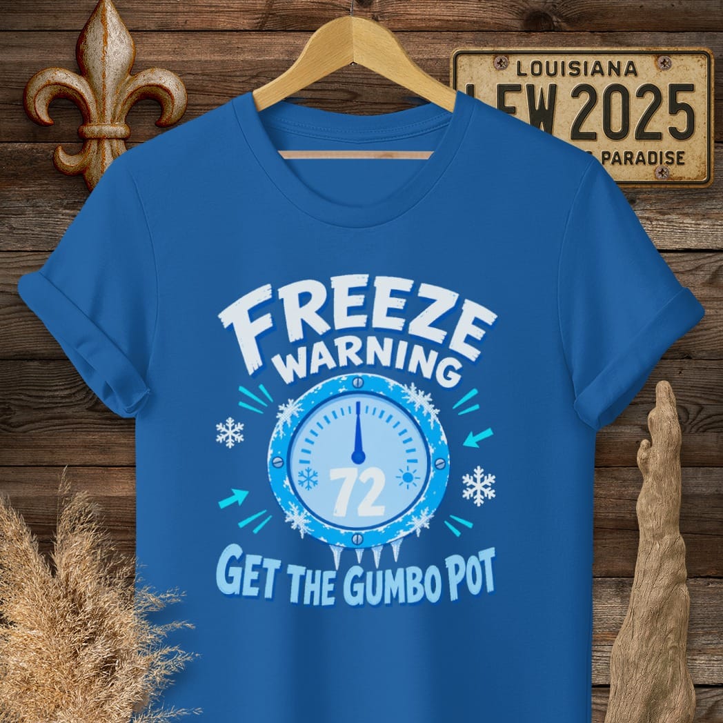 S / Royal Louisiana Freeze Warning T-Shirt by Laissez Faire Wear