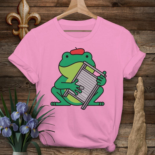 S / Azalea Louisiana Frog Playing Frottoir T-Shirt by Laissez Faire Wear