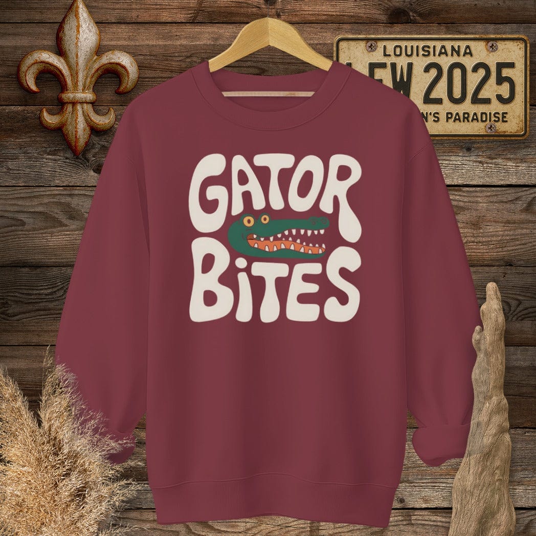 S / Garnet Louisiana Gator Bites Sweatshirt by Laissez Faire Wear