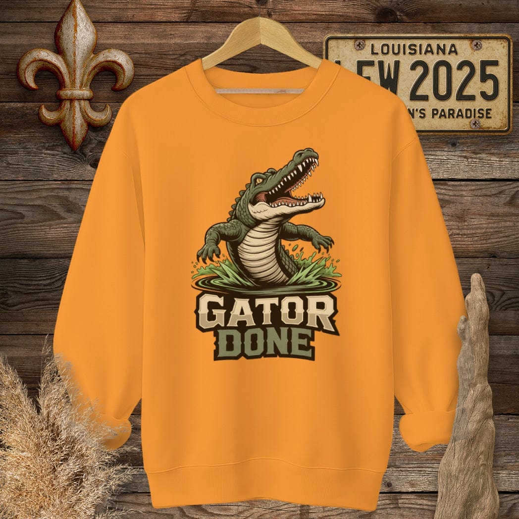 S / Safety Orange Louisiana Gator Done Sweatshirt by Laissez Faire Wear