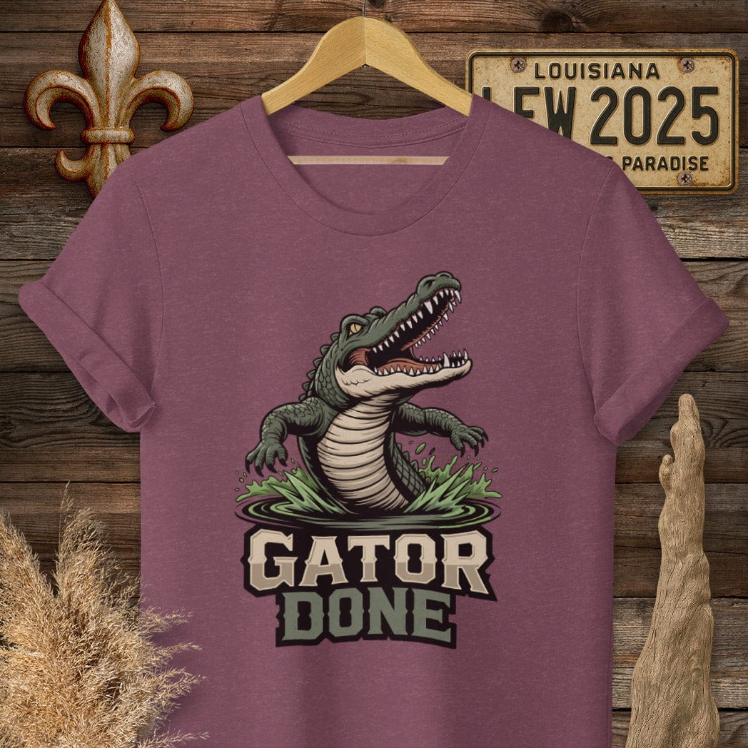 S / Heather Maroon Louisiana Gator Done T-Shirt by Laissez Faire Wear