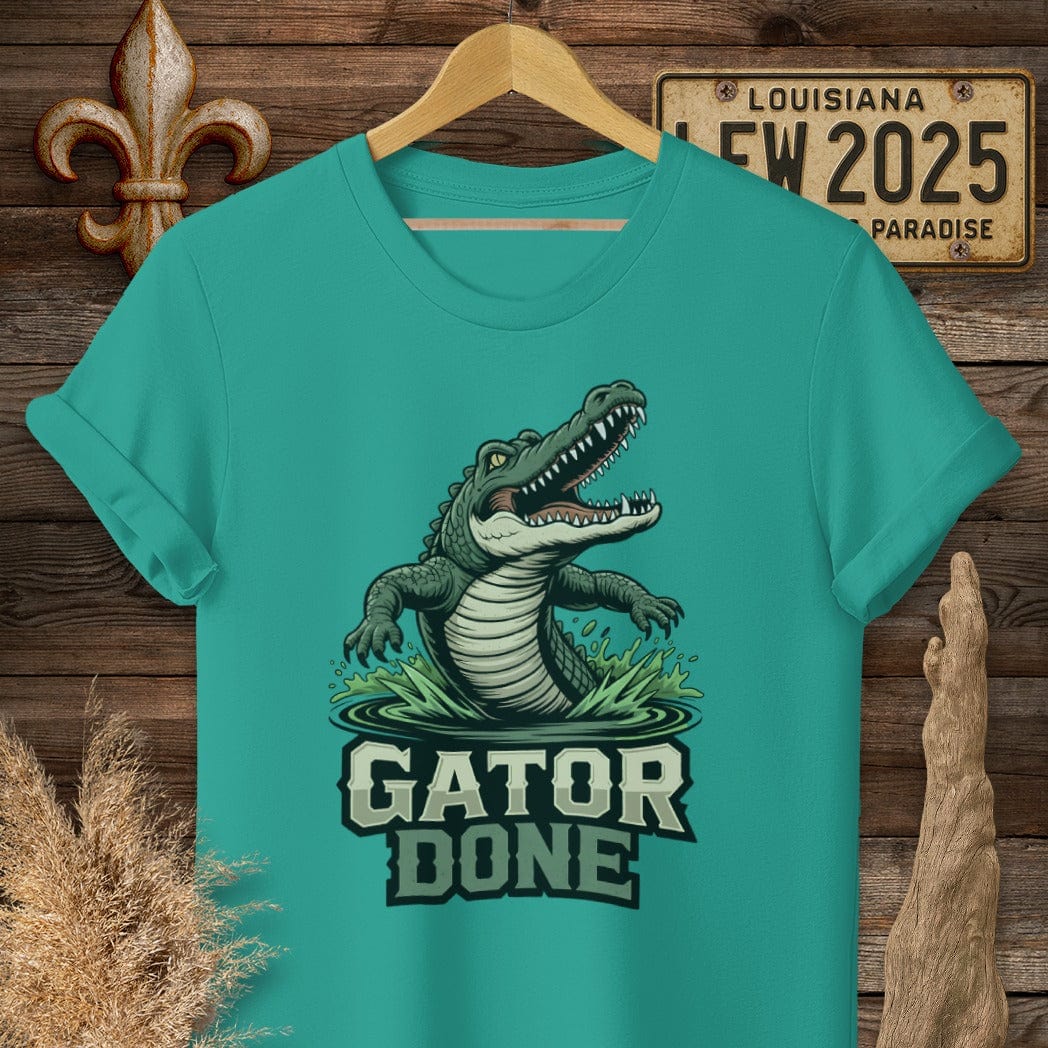 S / Jade Dome Louisiana Gator Done T-Shirt by Laissez Faire Wear