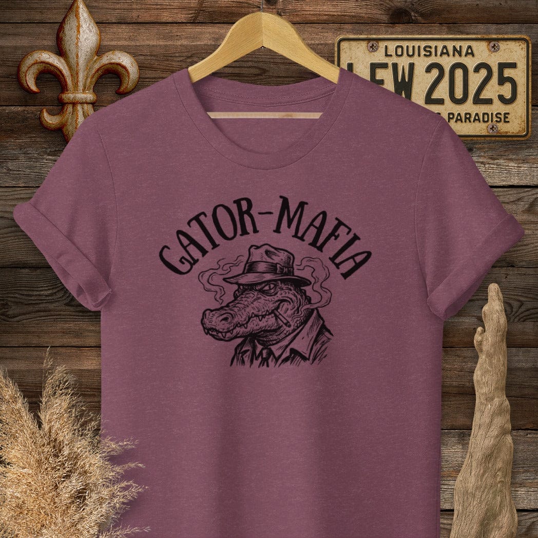 S / Heather Maroon Louisiana Gator Mafia T-Shirt by Laissez Faire Wear