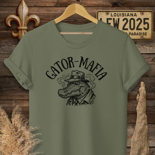 S / Military Green Louisiana Gator Mafia T-Shirt by Laissez Faire Wear