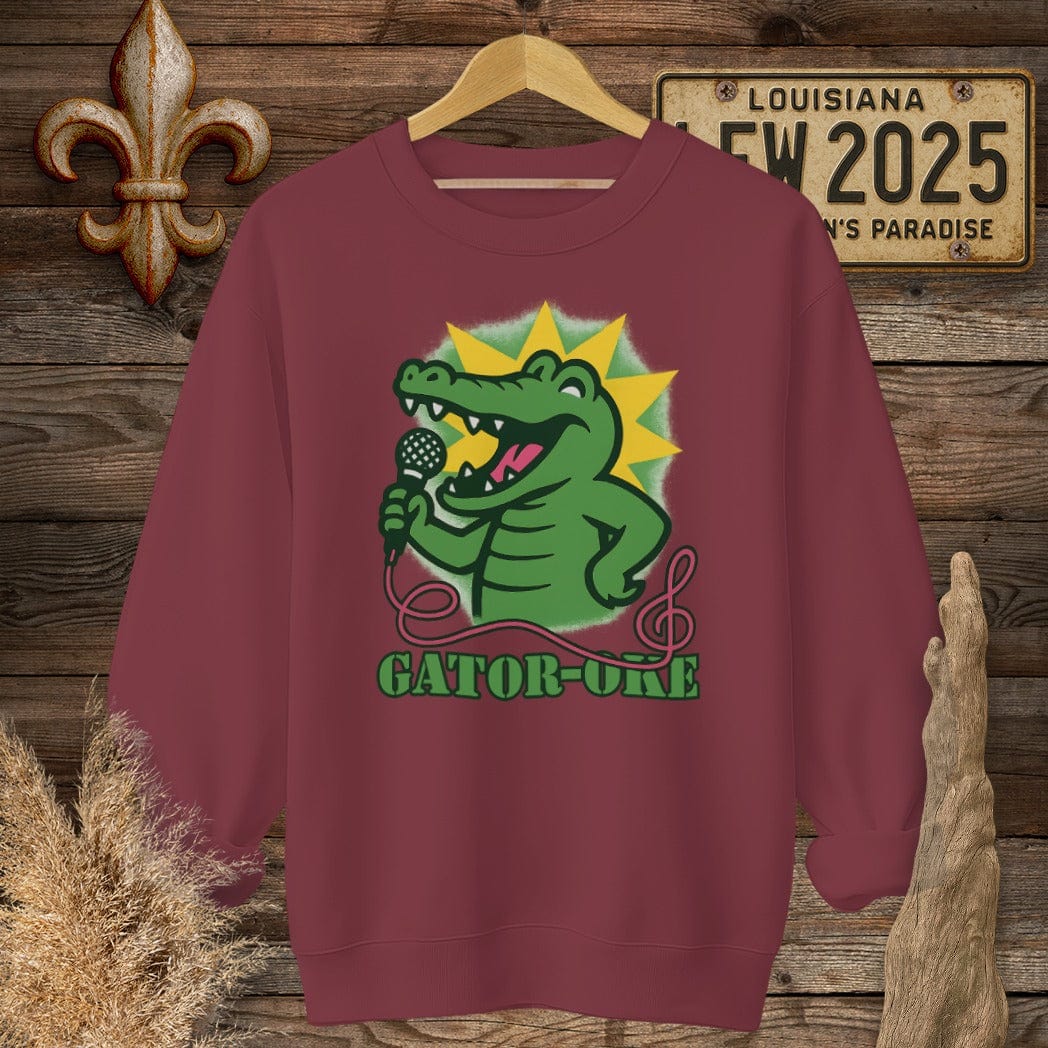 S / Garnet Louisiana Gator-oke Funny Sweatshirt by Laissez Faire Wear